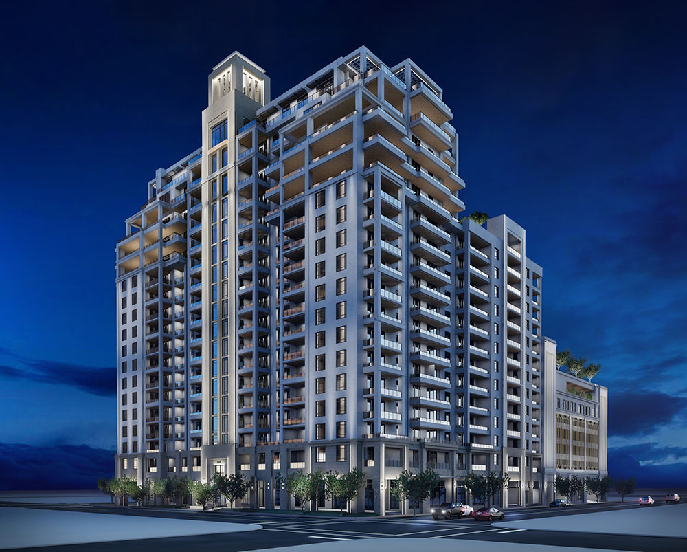 Render of a tall modern building exterior